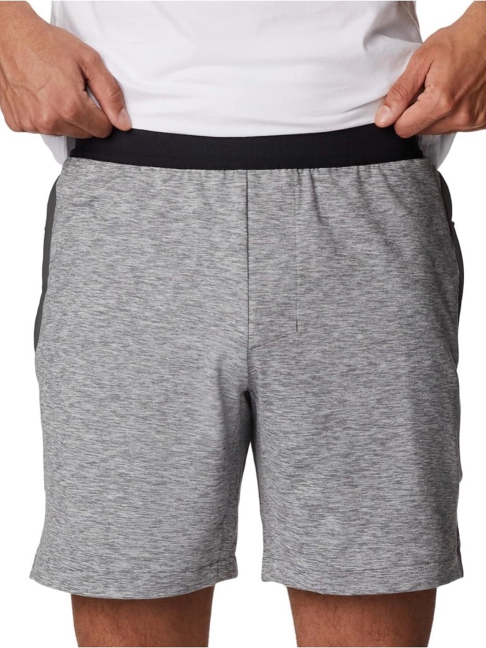 NWT Columbia Men's Heather Grey Athletic Shorts with Black Waistband Size: S